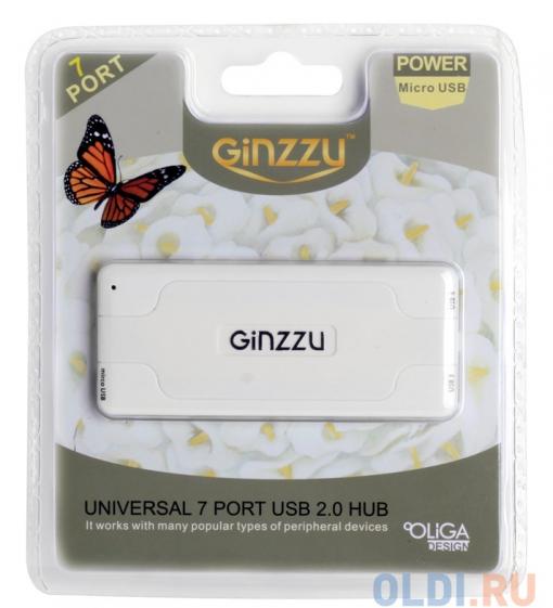 Концентратор USB 2.0 Ginzzu GR-415UW (7 портов, White)