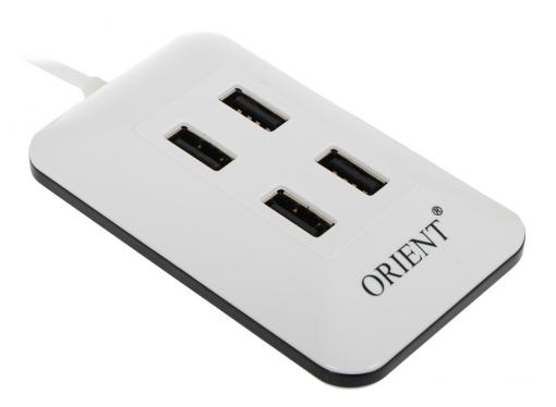 Концентратор USB2.0 HUB 4 порта ORIENT MI-430 минихаб на магните, плоский корпус, белый  4 Port