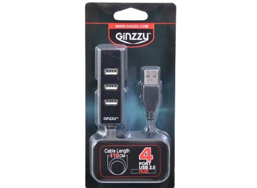 Концентратор USB2.0 HUB 4 порта Ginzzu GR-474UB 1,1m cable