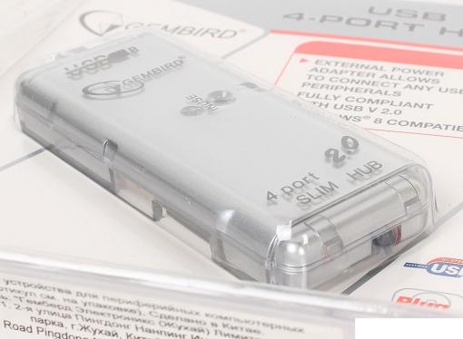 Концентратор USB 2.0 Gembird UHB-C244, 4 порта, питание, блистер