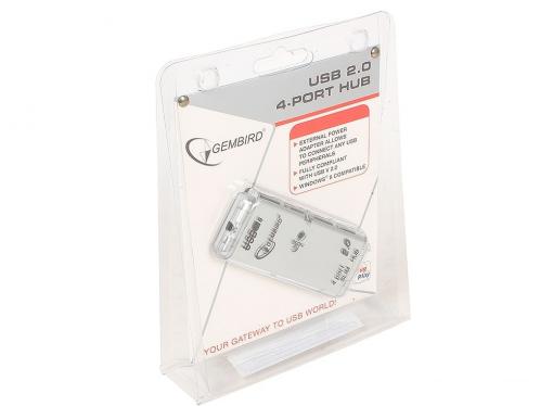 Концентратор USB 2.0 Gembird UHB-C244, 4 порта, питание, блистер