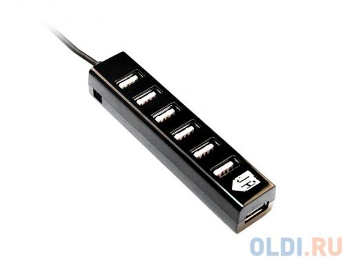 USB-концентратор Jet.A JA-UH17 на 7 портов USB 2.0, Hot Plug, с питанием по Y-образному кабелю USB, чёрный