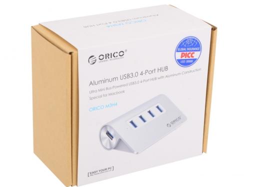 Концентратор USB Orico M3H4 (серебристый) USB 3.0 x 4
