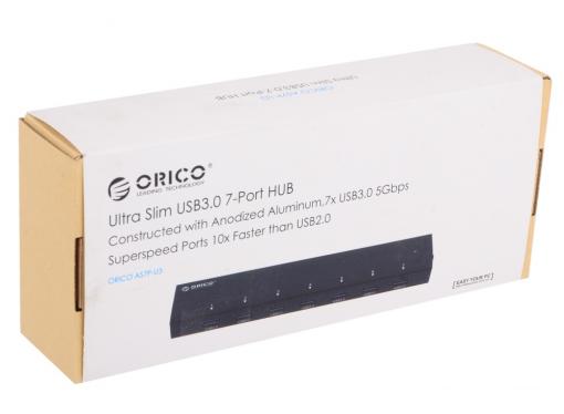 Концентратор USB Orico AS7P-U3 (серебристый) USB 3.0 x 7, адаптер питания