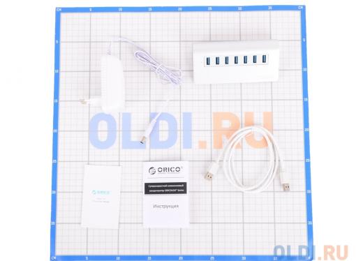 Концентратор USB Orico M3H7 (серебристый) USB 3.0 x 7, адаптер питания