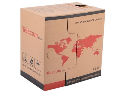 Сетевой кабель бухта 305м UTP 5e Telecom TUS 42040E/42048E/62040E 2 пары, омедненный