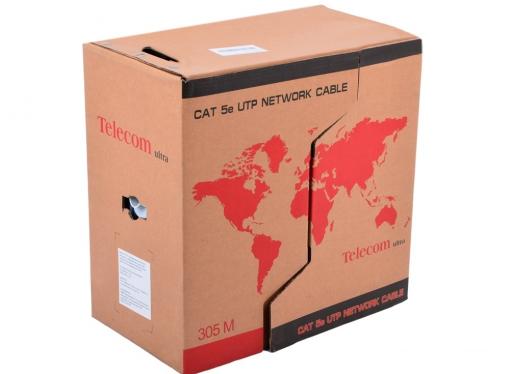 Сетевой кабель бухта 305м UTP 5e Telecom Ultra Base TUS44048e 2 пары, одножильный, 24AWG/0.51мм, омедненный