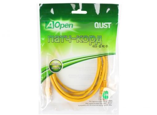 Патч-корд литой Aopen/Qust UTP кат.5е 2м желтый (ANP511_2M_Y)