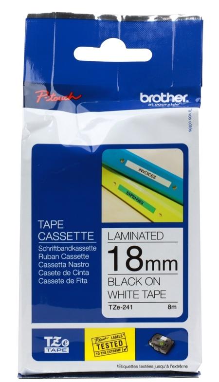 Лента Brother TZE241 18мм черный на белом
