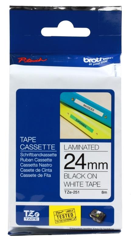 Лента Brother TZE251 24мм черный на белом