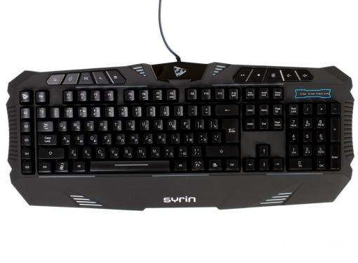 Клавиатура игровая QCYBER SYRIN, програм. клав., рег. под-ка: 4 уровня, 3 цвета, 10 клавиш мультимедия, anti-ghosting, водонепр. корпус, USB 2.0