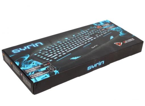 Клавиатура игровая QCYBER SYRIN, програм. клав., рег. под-ка: 4 уровня, 3 цвета, 10 клавиш мультимедия, anti-ghosting, водонепр. корпус, USB 2.0