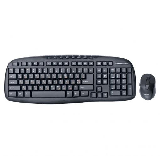 Беспроводной набор клавиатура+мышь SVEN Comfort 3400 Wireless, чёрный, 104+8 клавиш, классическая раскладка, 5+1 клавиш мыши, Blue LED