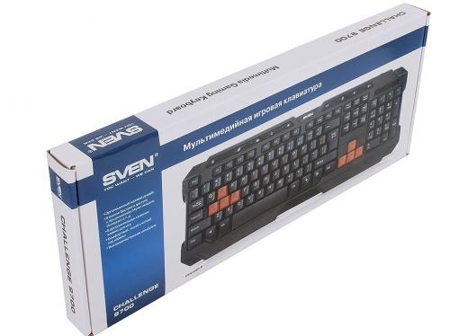 Клавиатура игровая SVEN Challenge 9700, чёрная, 104+9 клавиш, 8 дополнительных сменных клавиш
