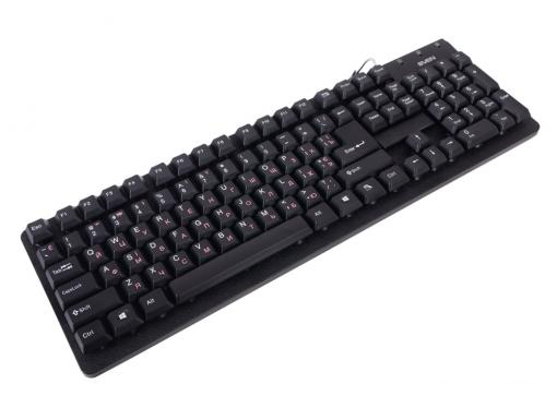 Клавиатура SVEN Standard 301 PS/2 чёрная, 105 клавиш, красная кириллица, классич. раскладка, коробка цвет