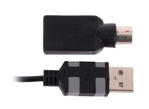 Клавиатура SVEN Standard 301 USB+PS/2 чёрная, 105 клавиш, переходник USB-PS/2, красная кириллица, классич. раскладка, коробка цвет