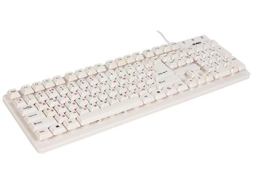 Клавиатура SVEN Standard 301 USB белая, 104 клавиши, влагоустойчивая конструкция,  красная кириллица, классич. раскладка, цветная коробка