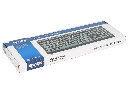 Клавиатура SVEN Standard 301 USB серая ,104 клавиши, влагоустойчивая конструкция, красная кириллица, классич. раскладка, цветная коробка