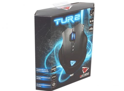 Мышь игровая QCYBER TUR 2, лазерная, 5600 DPI, встр. память 128к для сохр. профайлов, USB2.0