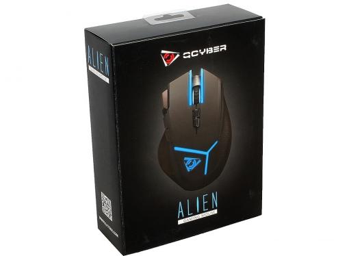 Мышь лазерная игровая QCYBER  ALIEN,10000 DPI, 9 программируемых кнопок, регулируемый вес, USB2.0, настраиваемая подсветка, П.О.