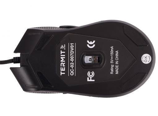 Мышь игровая QCYBER TERMIT 800 - 2400DPI . 7 клавиш + скролл. Софт тач пластик. Провод в тканевой оплетке.