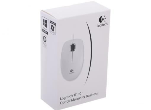 Мышь (910-003360) Logitech Optical B100 White USB OEM