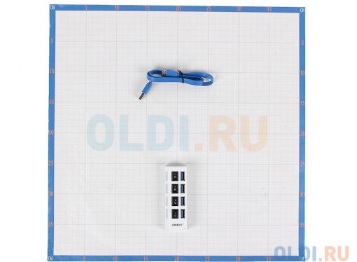 Концентратор USB3.0 HUB 4 порта Orient BC-307 выключатели на каждый порт, цвет белый