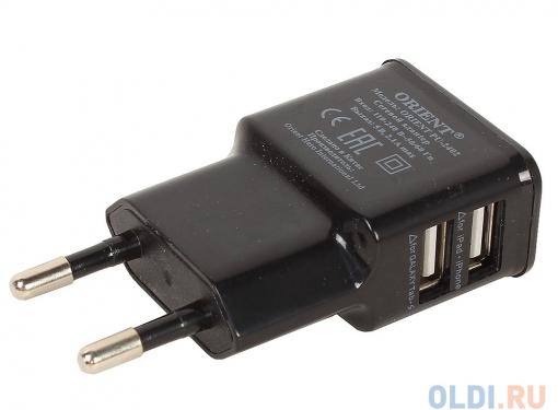 Концентратор USB 3.0 ORIENT BC-306PS, USB 3.0 HUB 4 Ports, c БП-зарядником 2xUSB (5В, 2.1А), выключатели на каждый порт, черный