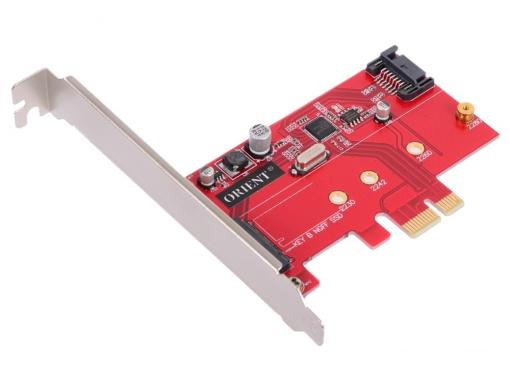 Контроллер ORIENT A1061S-M2, PCI-E v2.0 SATA 3.0 6 Gb/s, 2int port: M.2(NGFF)+SATA, поддержка HDD до 6TB, ASM1061 chipset, oem