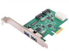 Контроллер ORIENT VA-3U2SA2PE, PCI-E USB 3.0 2ext port + SATA 3.0 6 Gb/s, 2int port, поддержка HDD до 6TB, VIA VL805 + ASM1061 chipset, разъем доп.пит