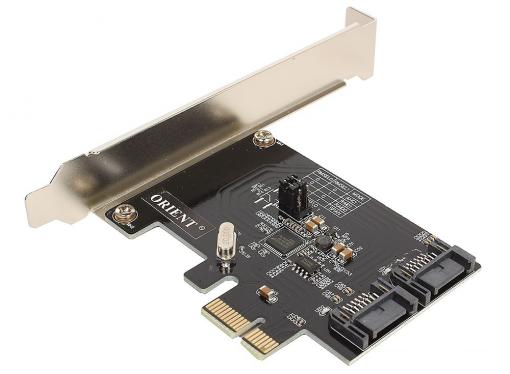 Контроллер Orient A1061RAID, PCI-E v2.0 SATA 3.0 6 Gb/s, 2int port, RAID 0/1/SPAN, поддержка HDD до 6TB, ASM1061R chipset, oem