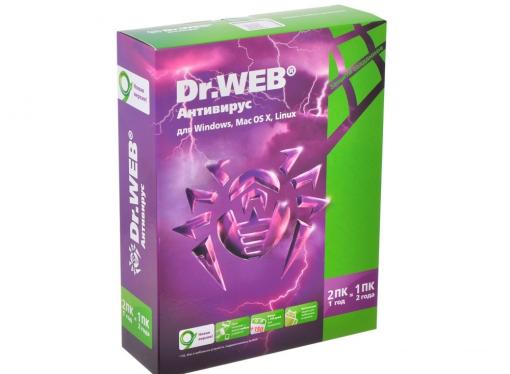 Антивирус Dr. Web   для Windows (BHW-A-12M-2-A3) в картонной упаковке, на 12 мес, на 2 Пк.
