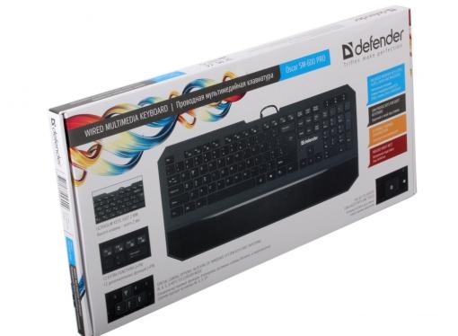 Клавиатура Defender проводная ММ Oscar SM-600 USB B(Черный) Pro 104+6кн, 13 доп.ф-ций,