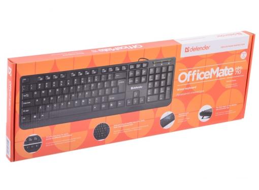 Клавиатура Defender проводная OfficeMate HM-710 черный, полноразмерная