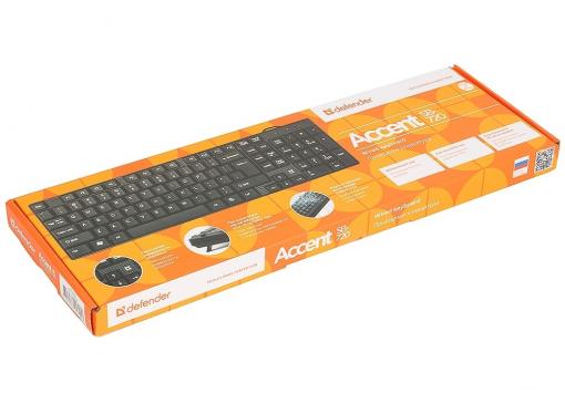 Проводная клавиатура DEFENDER Accent SB-720 RU,черный,компактная DEFENDER