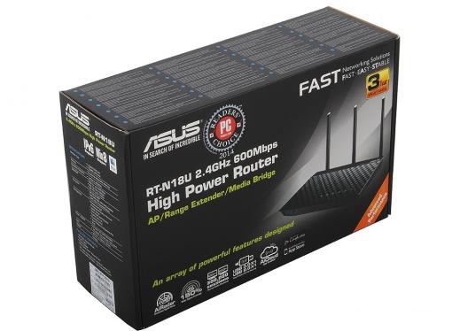 Маршрутизатор ASUS RT-N18U TurboQAM(SuperSpeed 600N) Гигабитный WiFi роутер 2.4GHz 600Mbps, 1хUSB3.0, 1хUSB2.0, 3G/4G, 128MB flash and 256MB RAM