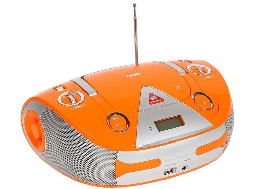Аудиомагнитола BBK BX325U оранжевый/серебро