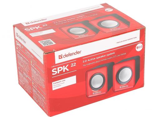 Колонки DEFENDER SPK 22 красный 5 Вт, питание от USB
