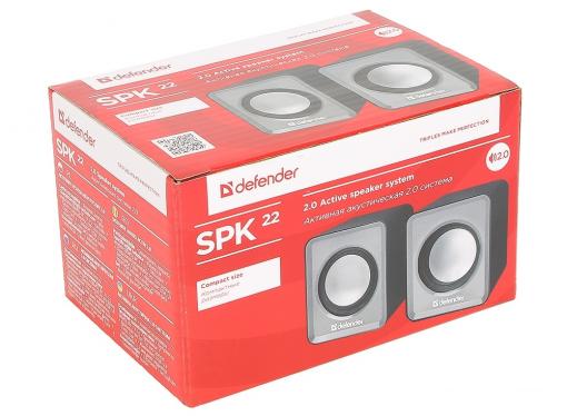 Колонки DEFENDER SPK 22 серый 5 Вт, питание от USB