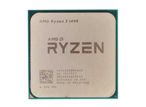 Процессор AMD Ryzen 5 1400 BOX 65W, 4C/8T, 3.4Gh(Max), 10MB(L2-2MB+L3-8MB), AM4 (YD1400BBAEBOX)