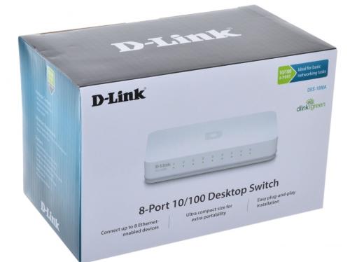 Коммутатор D-Link 1008C/A1A Коммутатор с 8 портами 10/100Base-TX