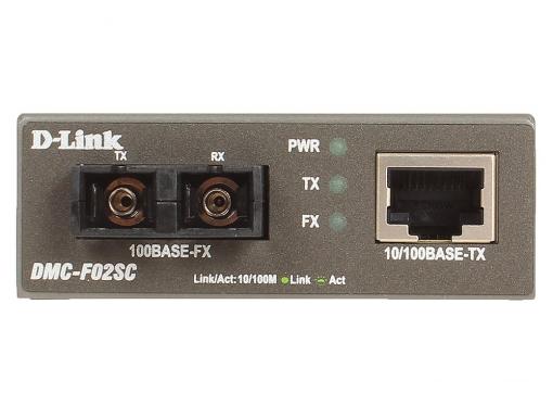 Медиаконвертер D-Link DMC-F02SC/A1A Медиаконвертер с 1 портом 10/100Base-TX и 1 портом 100Base-FX с разъемом SC для многомодового оптического кабеля (