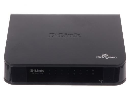 Коммутатор D-Link DES-1016A/E1B Неуправляемый коммутатор с 16 портами 10/100Base-TX и функцией энергосбережения