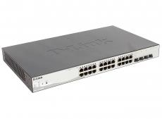Коммутатор D-Link DGS-1210-28MP/E1A Настраиваемый коммутатор WebSmart с 24 портами 10/100/1000Base-T и 4 портами 1000Base-X SFP (порты 1 – 24 с поддер