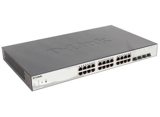 Коммутатор D-Link DGS-1210-28MP/E1A Настраиваемый коммутатор WebSmart с 24 портами 10/100/1000Base-T и 4 портами 1000Base-X SFP (порты 1 – 24 с поддер