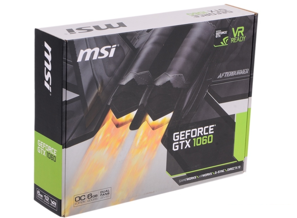 Видеокарта 6Gb (PCI-E) MSI GeForce GTX 1060 6GT OCV1 (GTX1060, GDDR5, 192bit, HDCP, DVI, HDMI, DP, Retail)