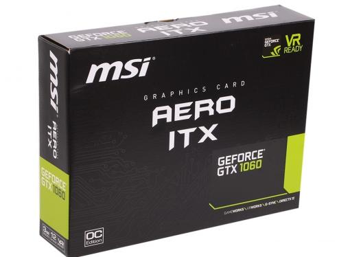 Видеокарта MSI GeForce GTX 1060 AERO ITX 3G OC 3Gb 1544Mhz NVIDIA GTX1060/GDDR5/8008MHz/192 bit/PCI-E/DVI DP HDMI