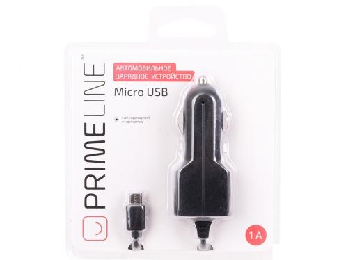 Автомобильное зарядное устройство Prime Line 2202 micro USB, 1A, черный