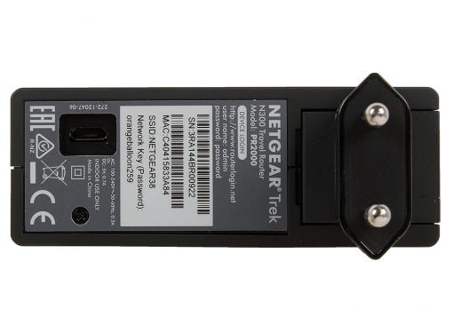 Маршрутизатор переносной Netgear PR2000-100EUS 802.11n 300 Мбит/с (2 порта 10/100 Мбит/с WAN/LAN), 1 порт USB 2.0, 1 порт Micro-USB