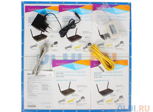 Маршрутизатор NETGEAR D1500-100PES Беспроводной ADSL2+ роутер N300  (Wi-Fi 300 Мбит/с , 1 порт ADSL2+ AnnexА , 1 порт LAN/WAN 10/100 Мбит/с и 1 LAN